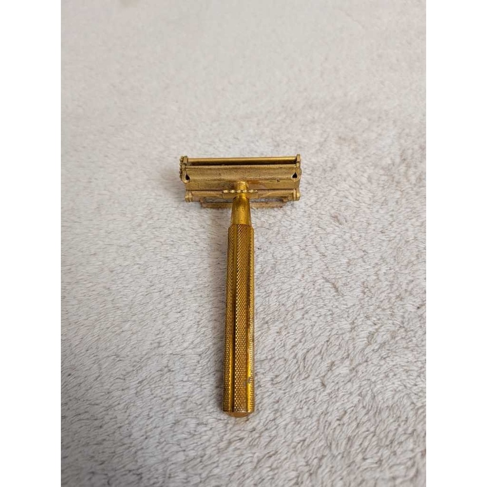 Valet Vintage Double‎ Edge Safety Razor Gold Tone Patented Antique Shaving Tool